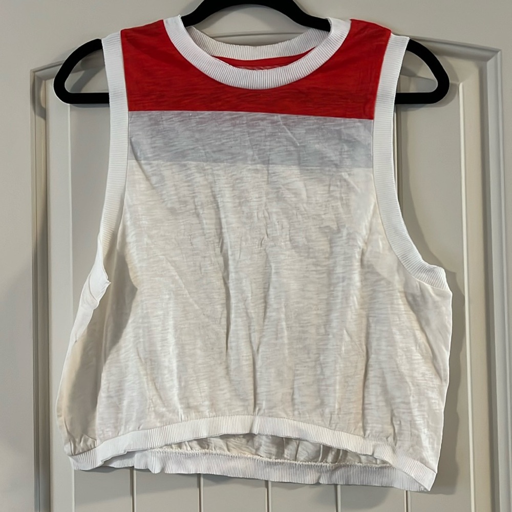 NWOT Free People Movement white/red combo muscle tee